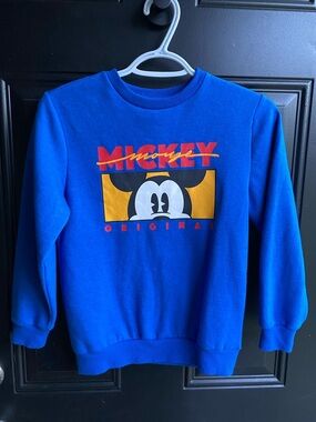 Disney Royal Blue Mickey Graphic Sweatshirt with Yellow & Red Accents